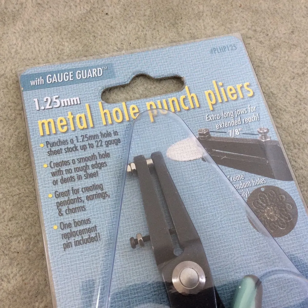 1.25mm metal hole punch pliers by beadsmith, with extra pin with gauge guard for jewelry making #plhp125