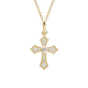 14k Diamond Cross Pendant Necklace