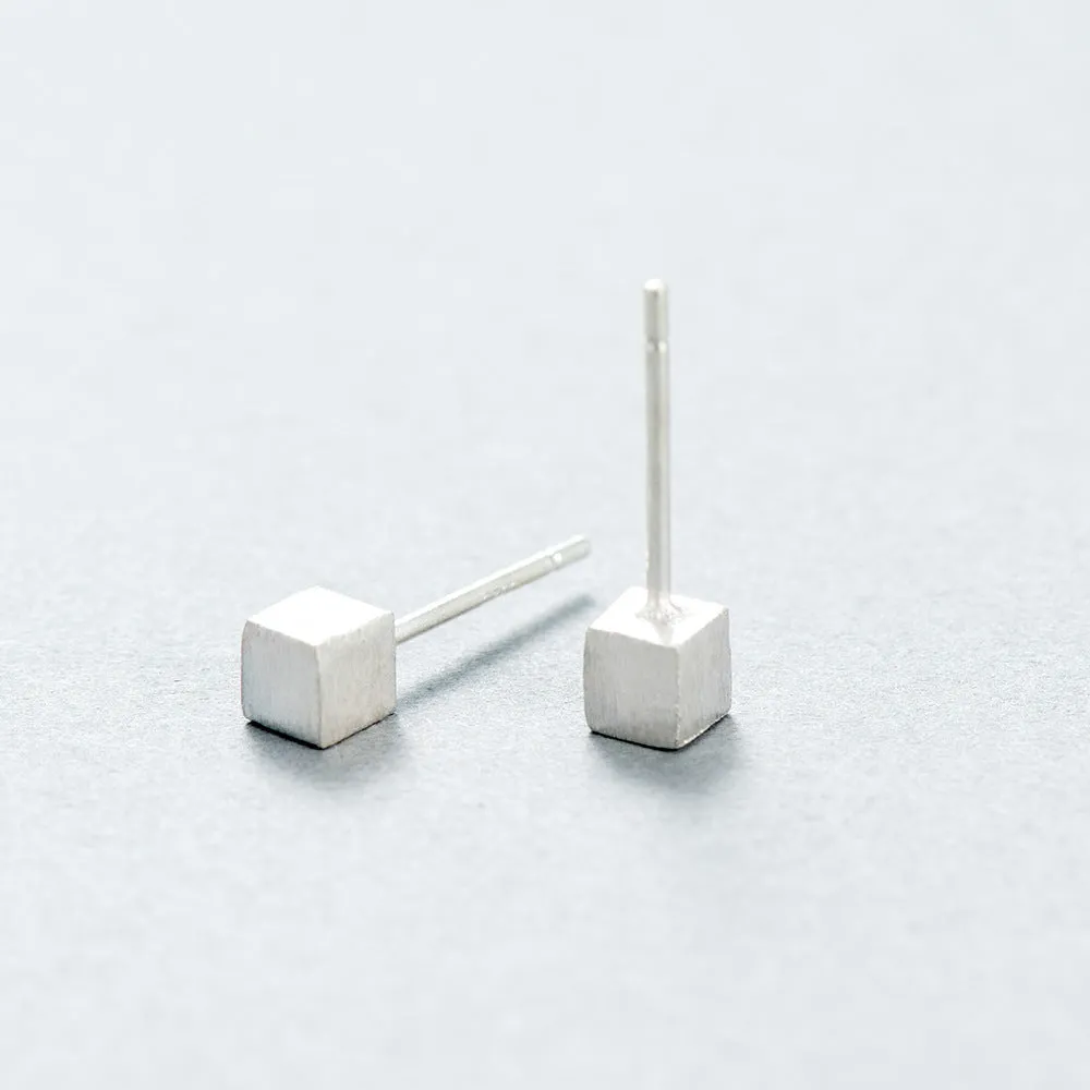 18k Gold Plated Cube Earrings