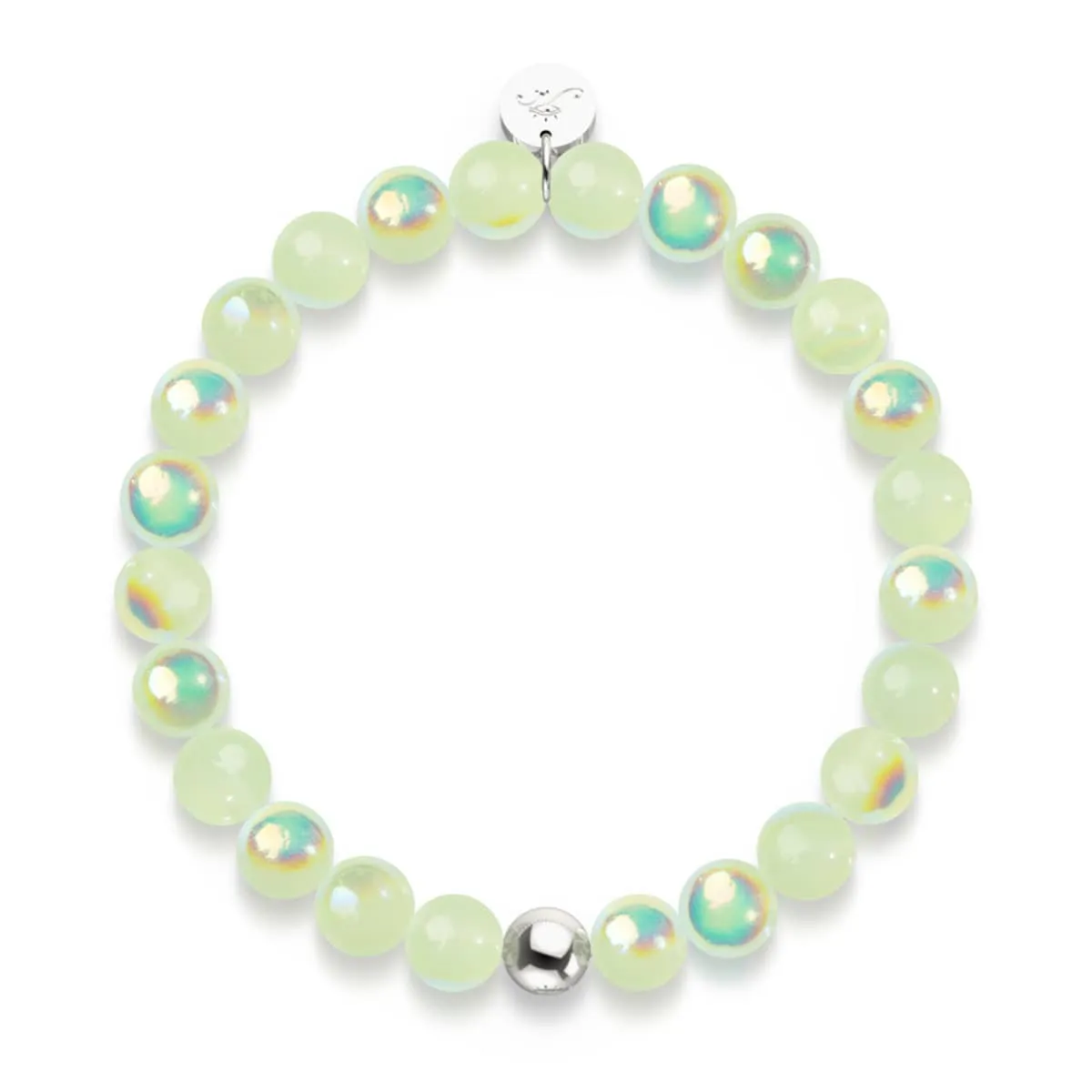 .925 Sterling Silver x Key Lime Bubble Glass Bracelet