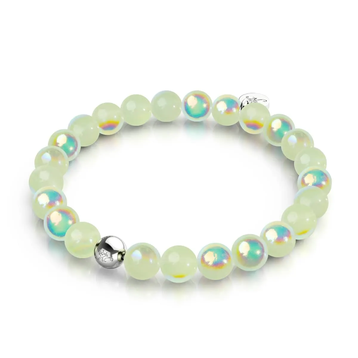 .925 Sterling Silver x Key Lime Bubble Glass Bracelet