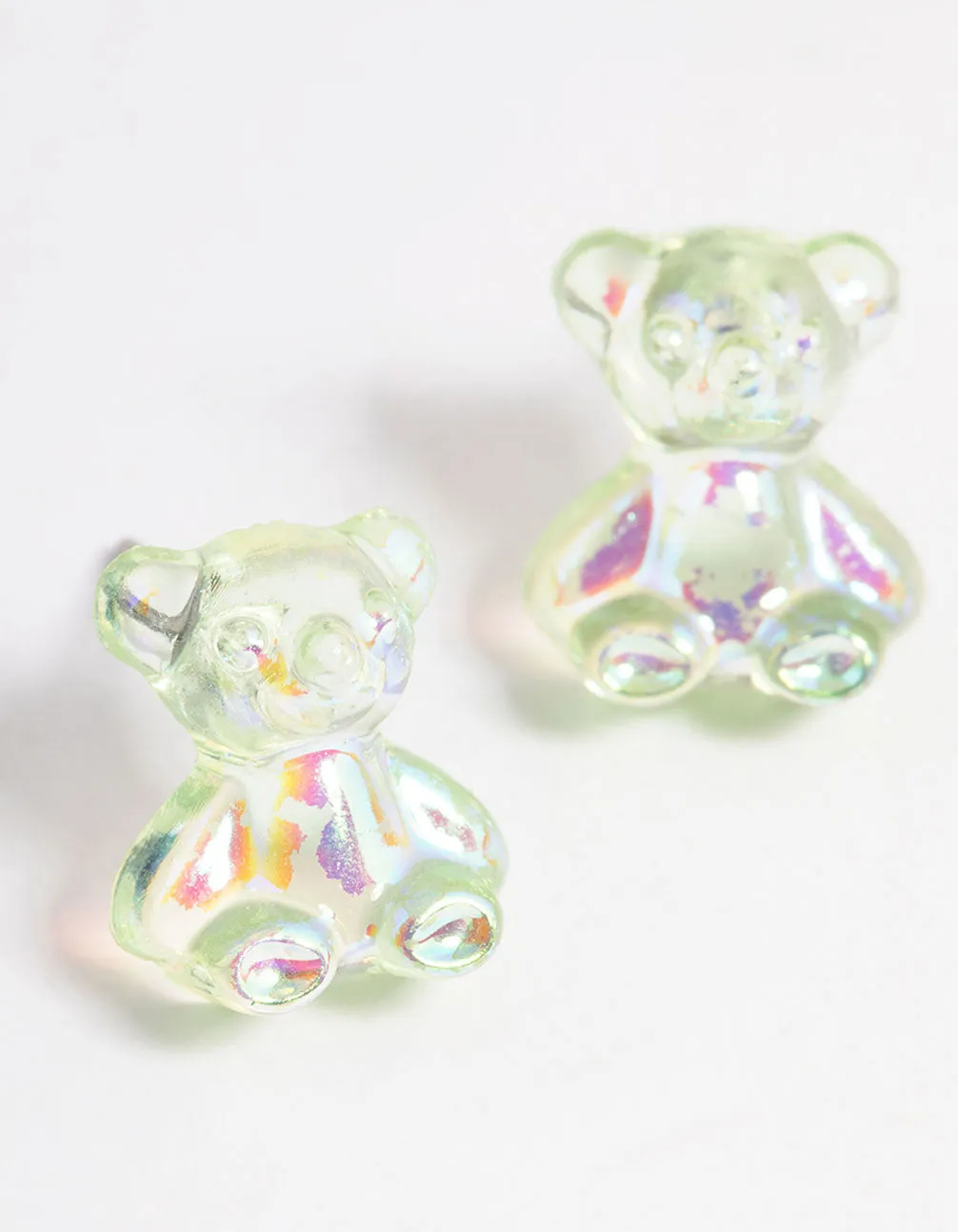 Acrylic Green Candy Bear Stud Earrings