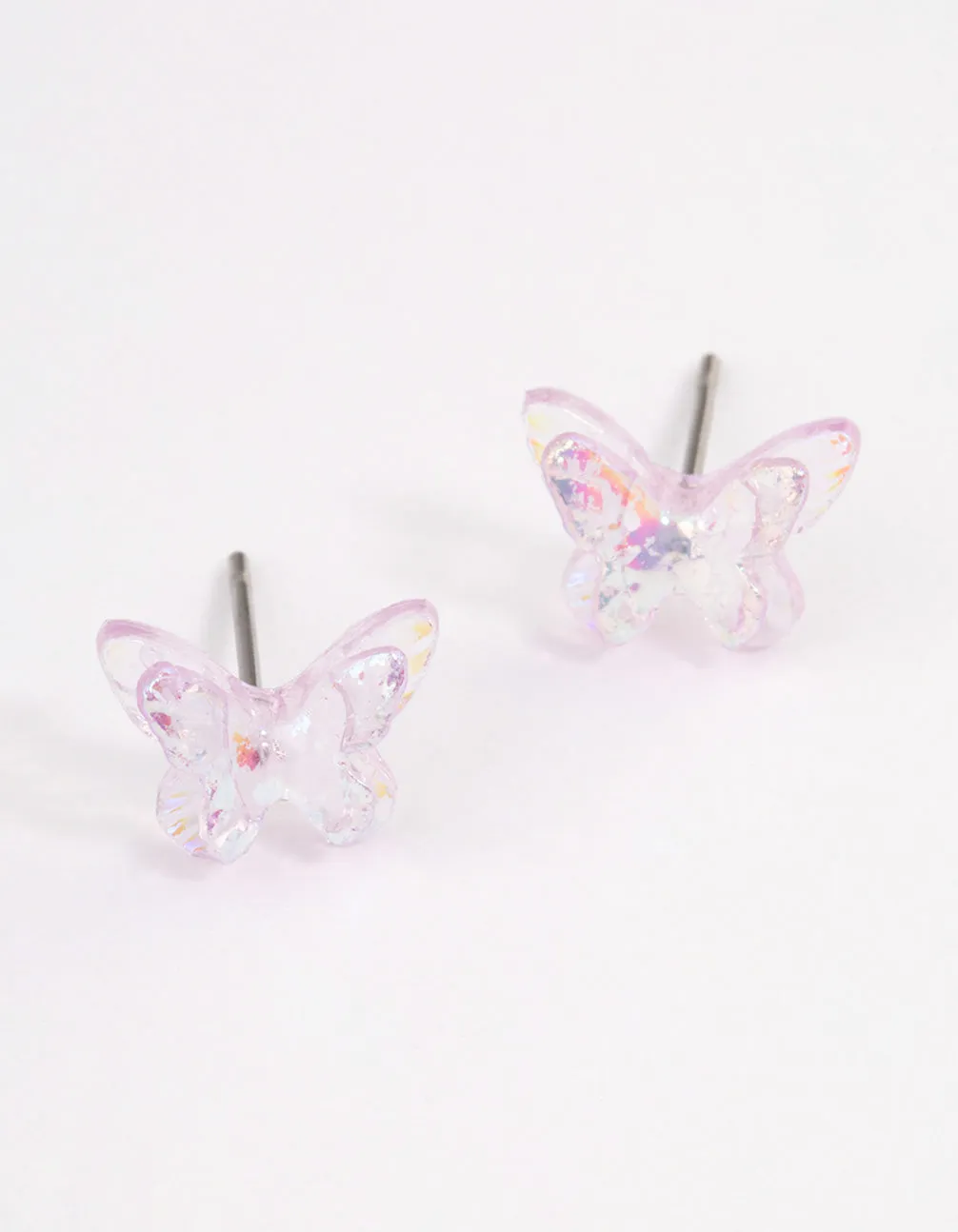 Acrylic Lilac Candy Butterfly Stud Earrings