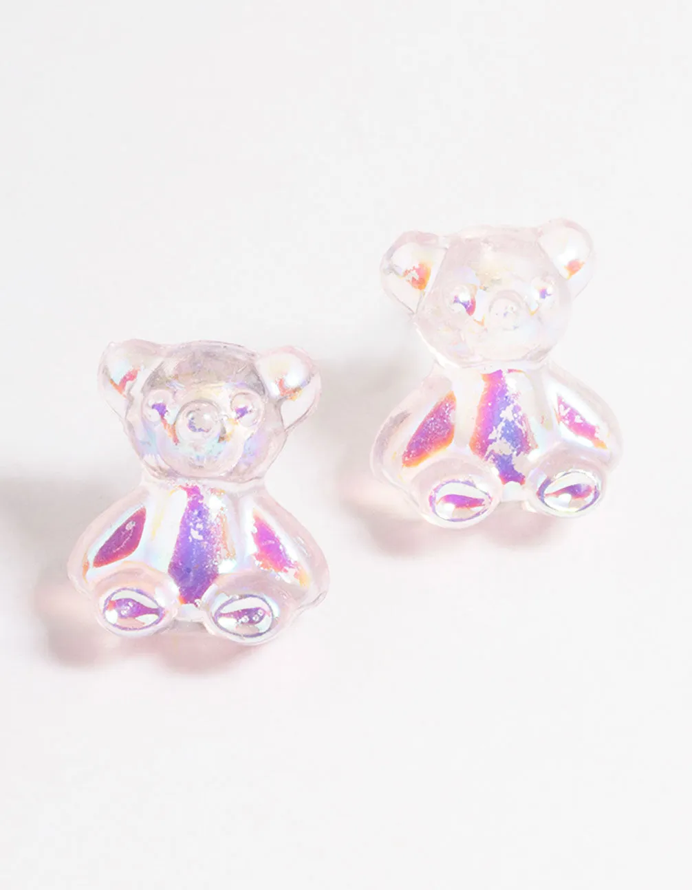 Acrylic Pink Candy Bear Stud Earrings