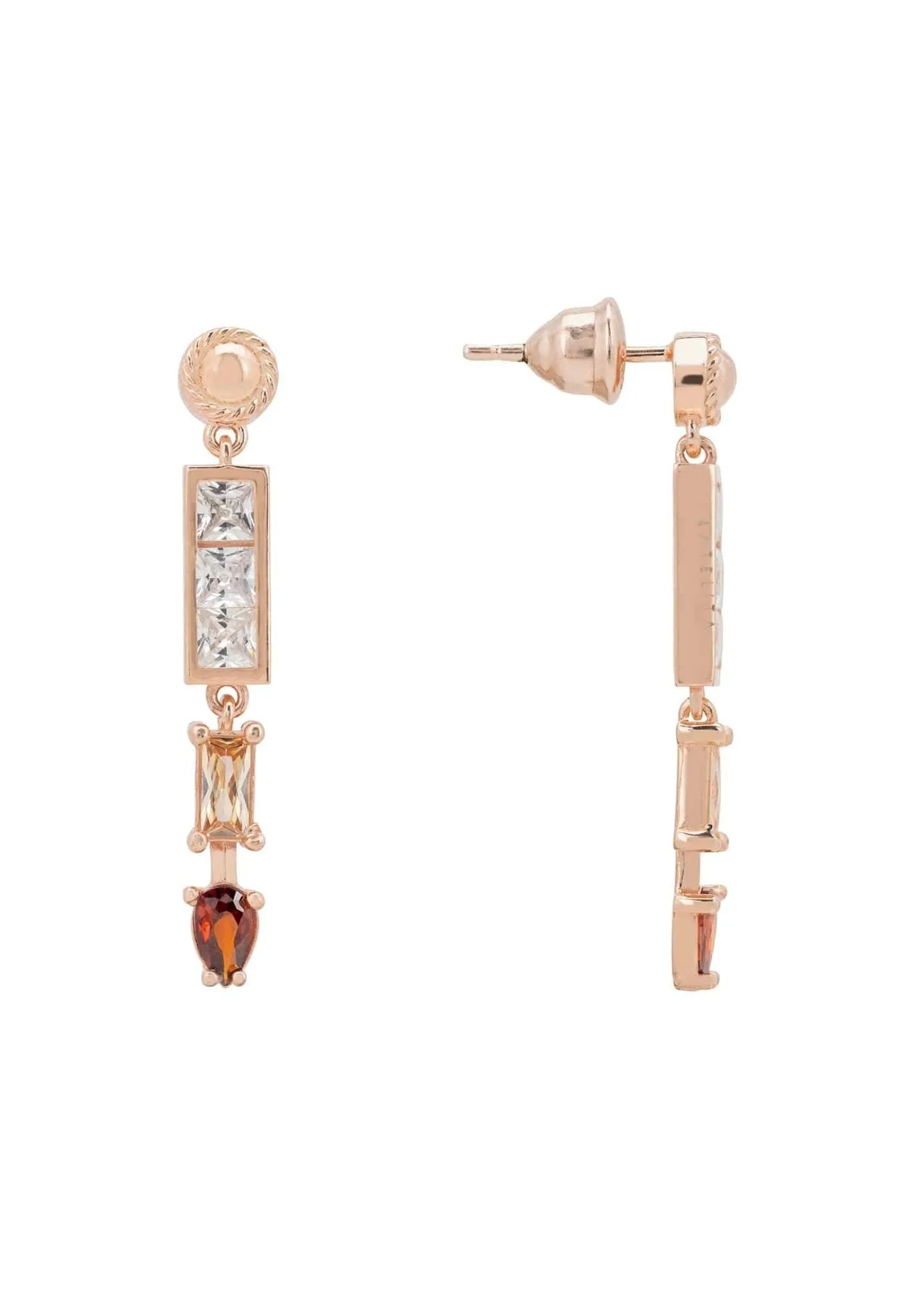 Amalfi Baguette Drop Earrings Rosegold