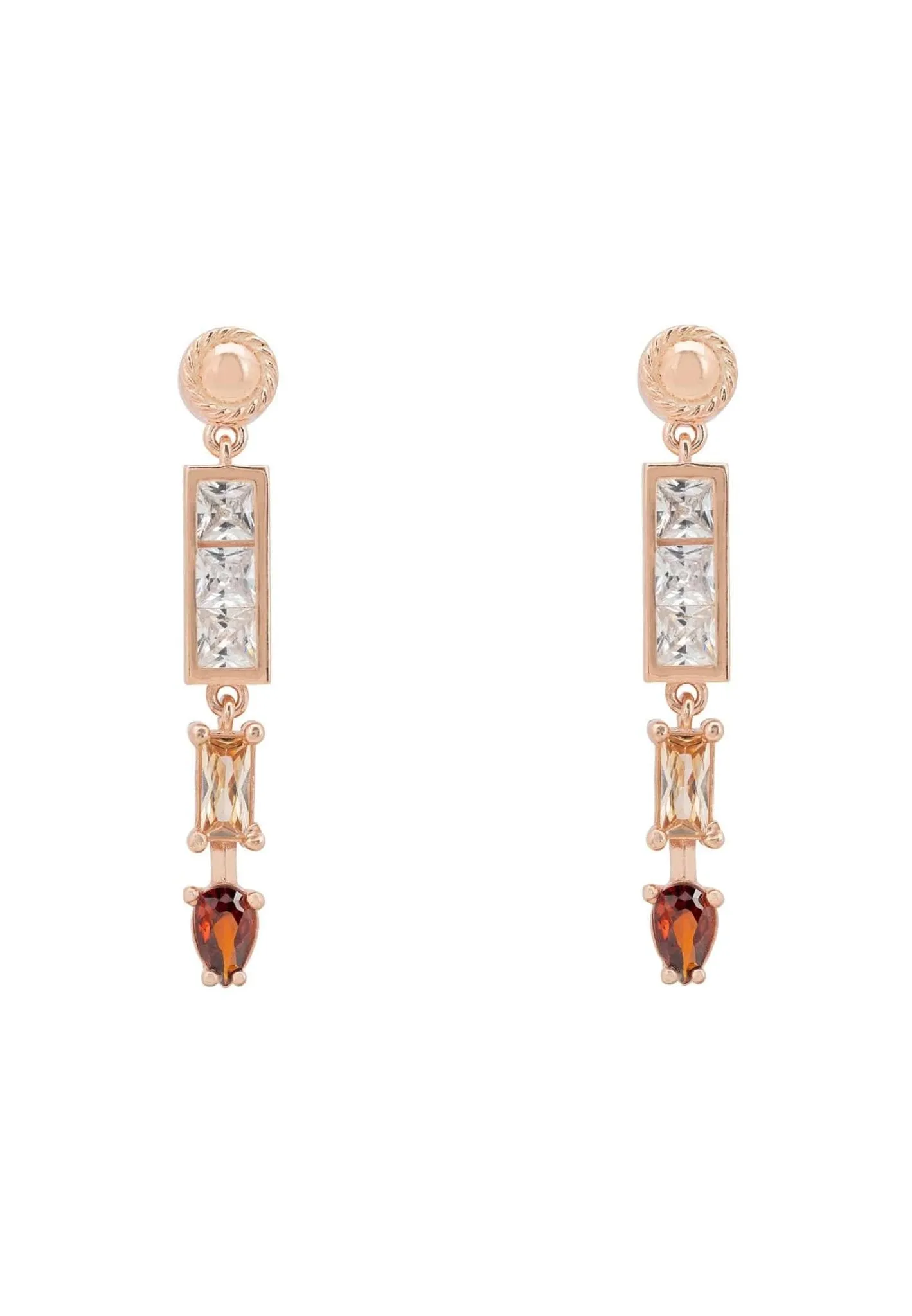 Amalfi Baguette Drop Earrings Rosegold