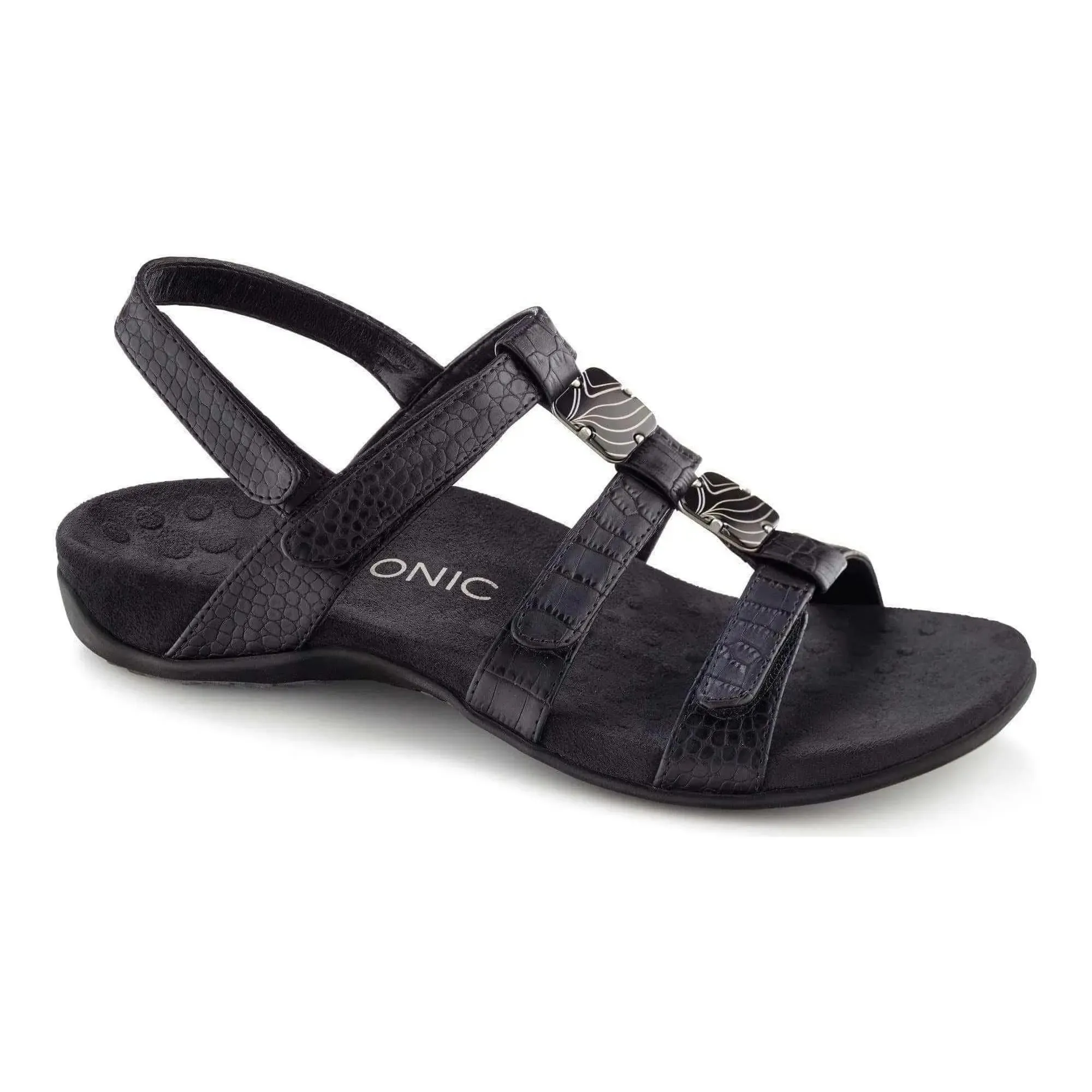 AMBER ADJUSTABLE SANDAL - black crocodile