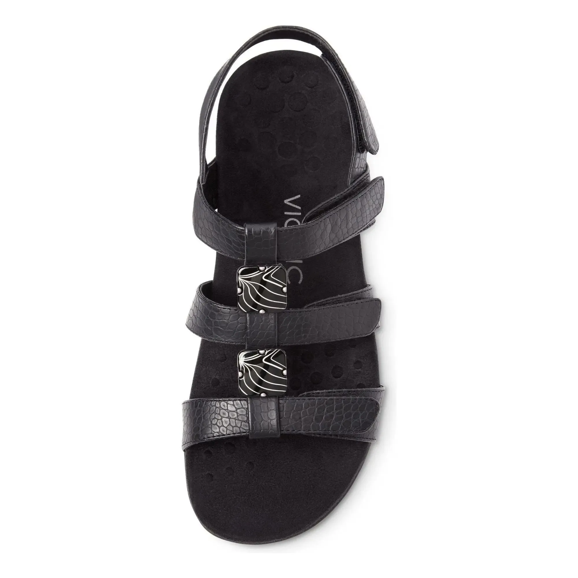 AMBER ADJUSTABLE SANDAL - black crocodile