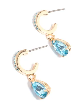 Aqua Diamante Pear Drop Earrings