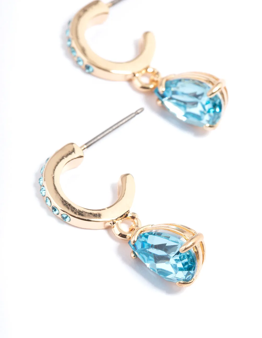 Aqua Diamante Pear Drop Earrings