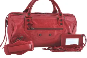 Auth BALENCIAGA Classic Twiggy 2Way Shoulder Hand Bag Leather 128523 Red 3835C