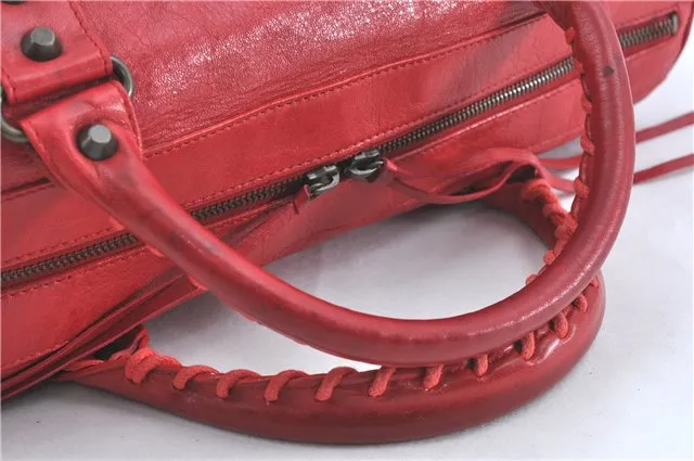 Auth BALENCIAGA Classic Twiggy 2Way Shoulder Hand Bag Leather 128523 Red 3835C