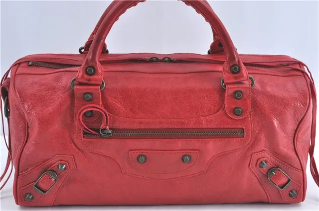 Auth BALENCIAGA Classic Twiggy 2Way Shoulder Hand Bag Leather 128523 Red 3835C