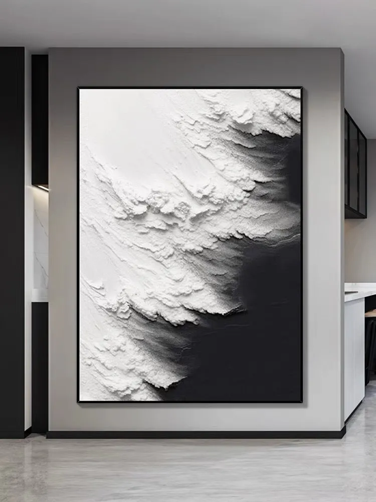 Black and White Waves Textured Wall Art