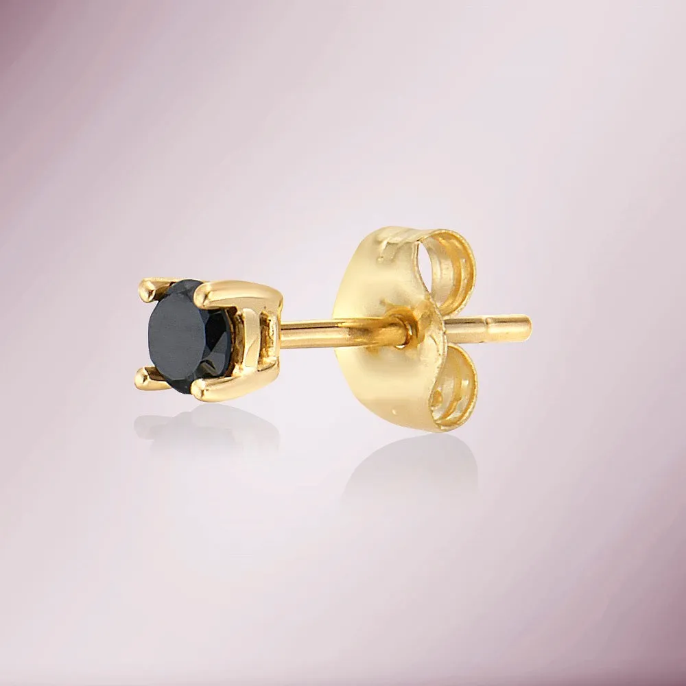 Black Diamond Stud Earrings (0.06 -0.20 ct.) in 14K Gold