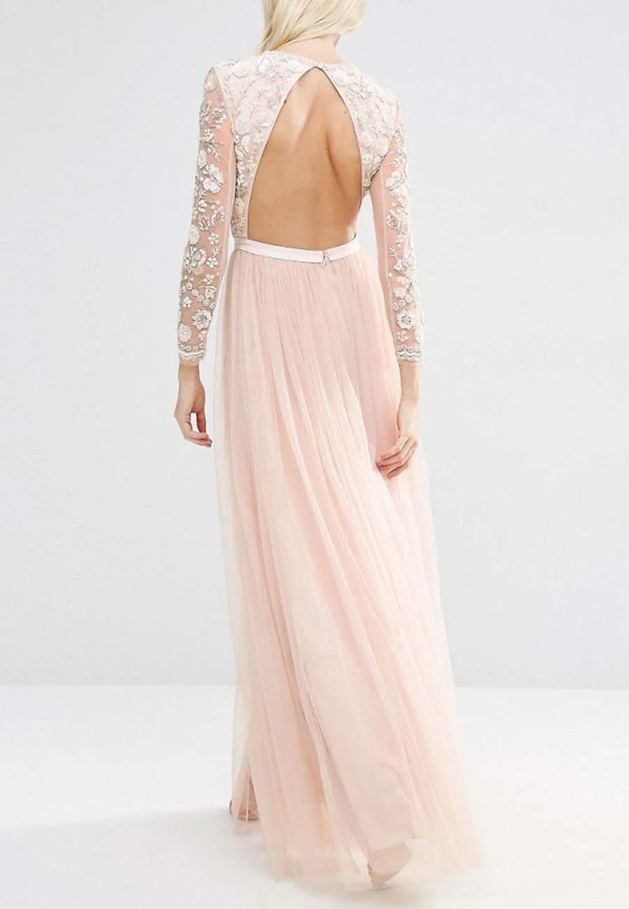 Blush Butterfly Open Back Gown (UK 8)