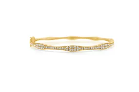 Bracelet 18kt Yellow Gold Curved Diamonds Bangle