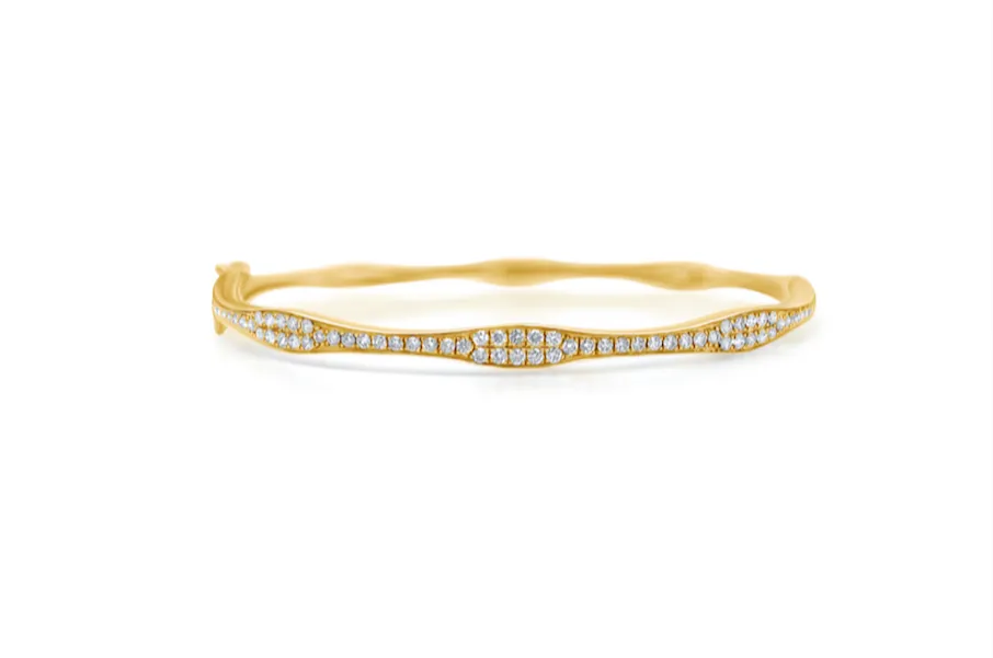 Bracelet 18kt Yellow Gold Curved Diamonds Bangle