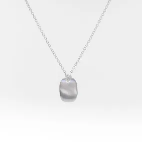 Brushed Silver Tablet Necklace