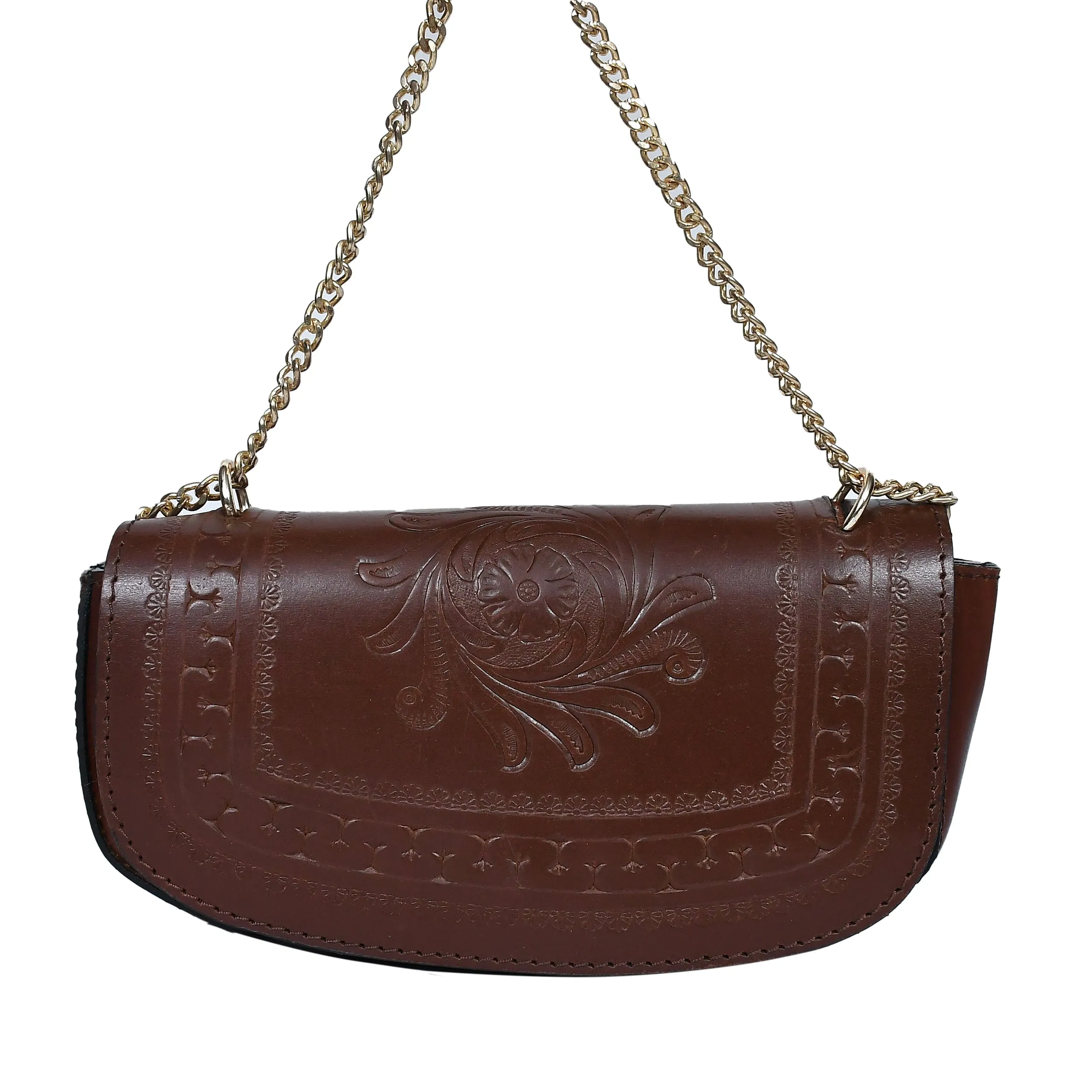 Celtic brown color pure leather shoulder bag for women and girls with glorious crafted . Art: BG-1557