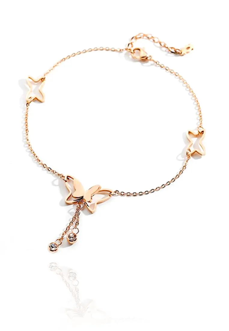 Chimaera Birdwing Anklet in Rose Gold