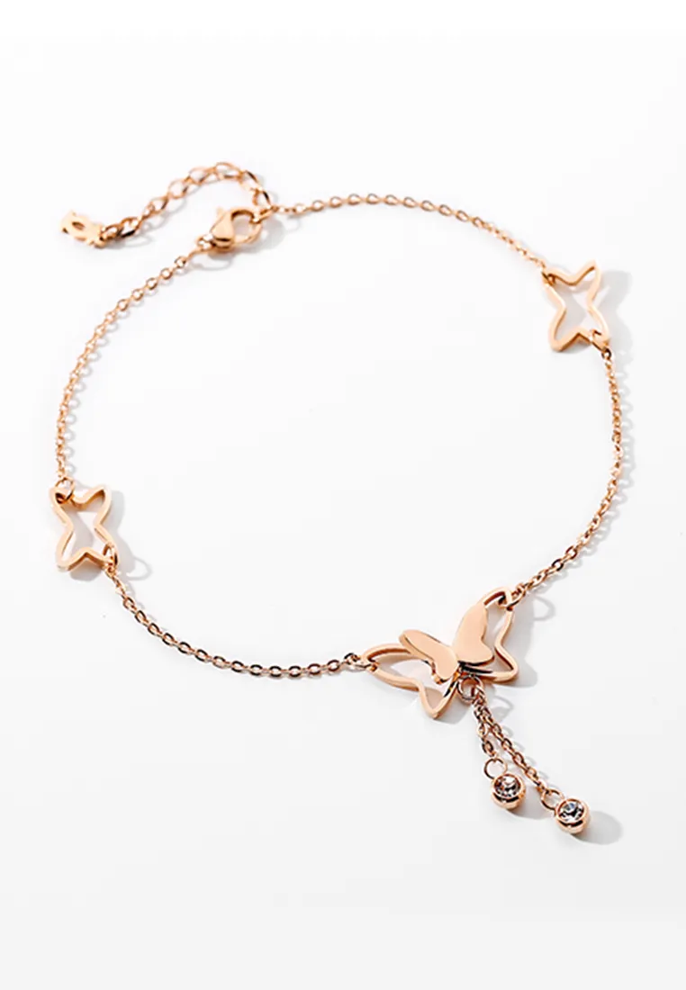 Chimaera Birdwing Anklet in Rose Gold