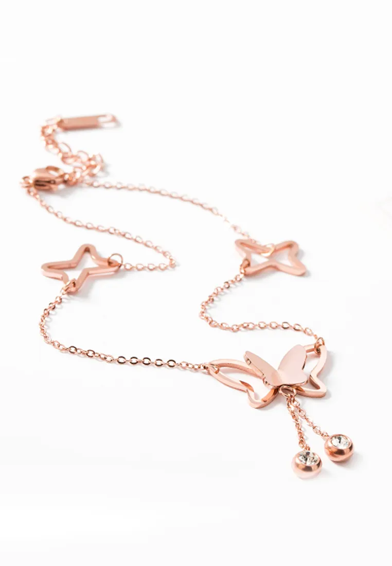 Chimaera Birdwing Anklet in Rose Gold