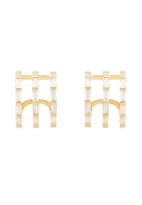 Chunky Triple Baguette Hoops Gold