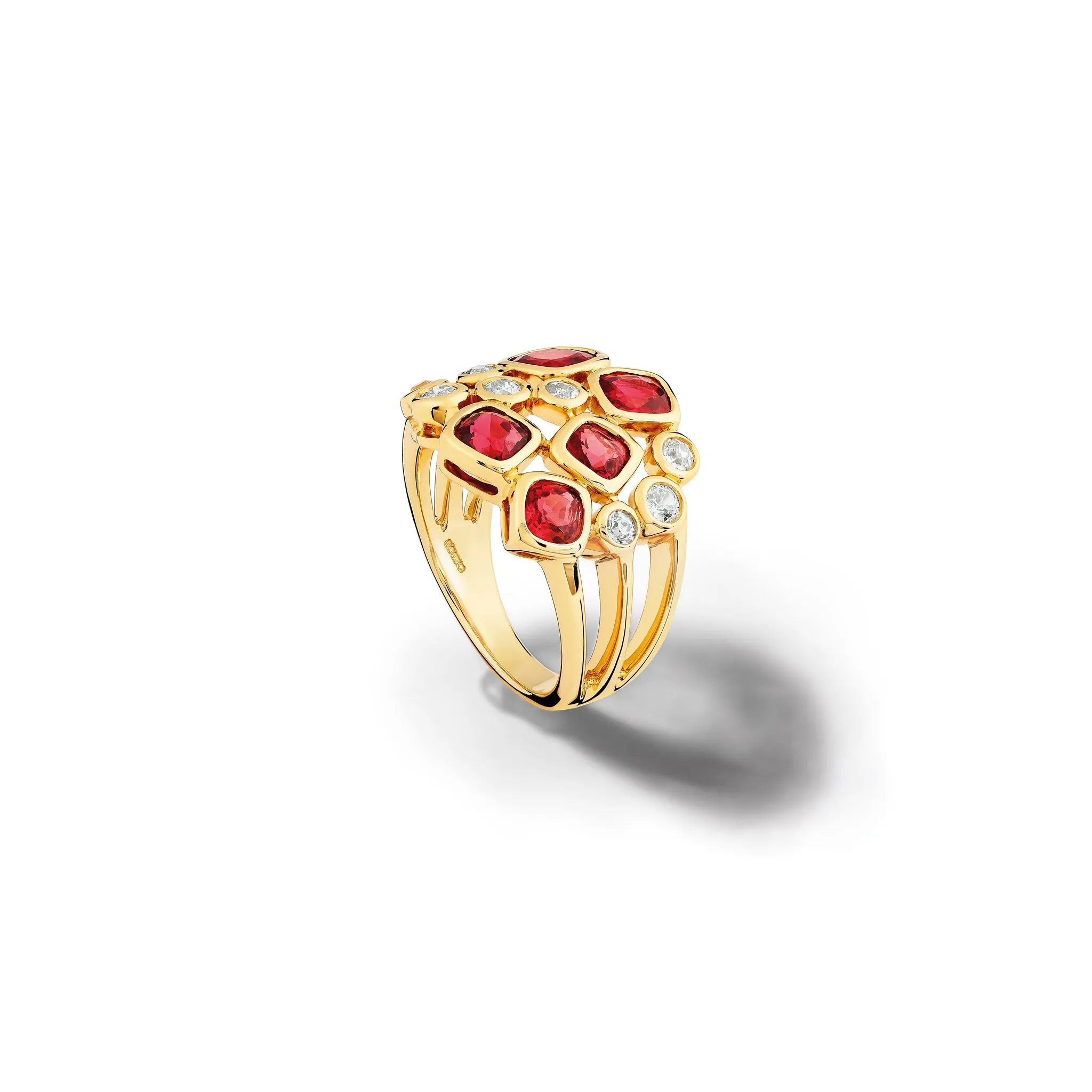 Cirkel Ring 18ct Yellow Gold - Red Spinel & Diamond