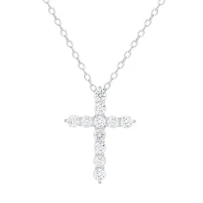 CZ Cross Necklace in Sterling Silver