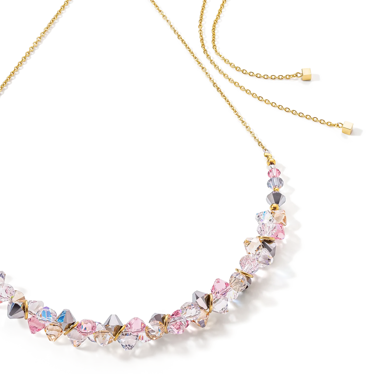 Dancing Crystals necklace gold light rose