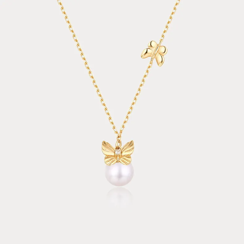 Dream Catching Butterfly Pearl Necklace