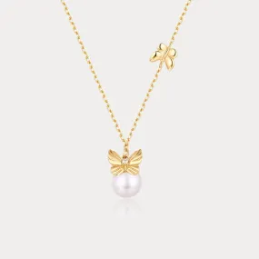 Dream Catching Butterfly Pearl Necklace