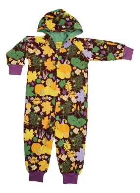 DUNS One Piece Hood Suit - Fall Flowers Brown