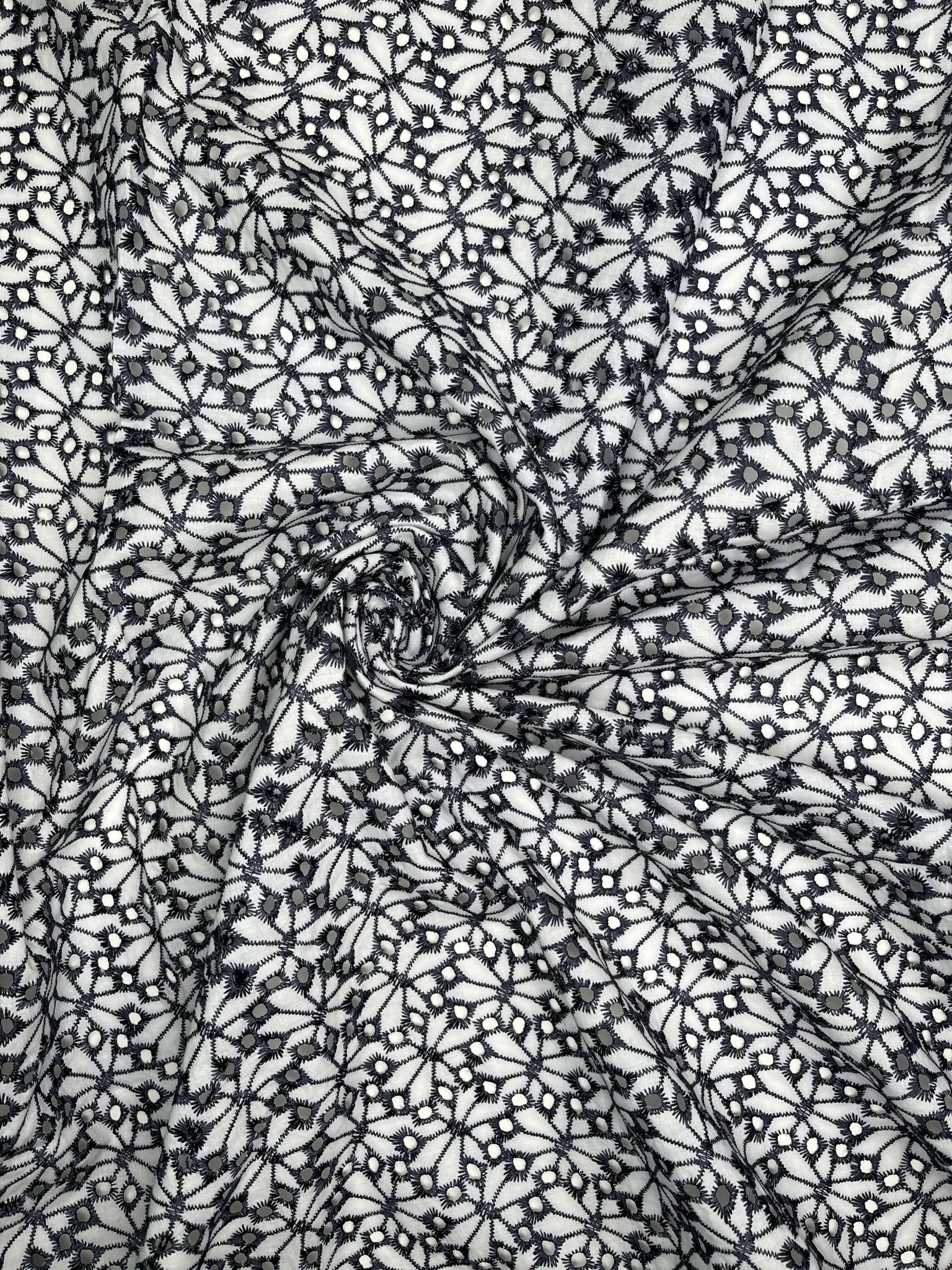 Eyelet cotton embroidered fabric