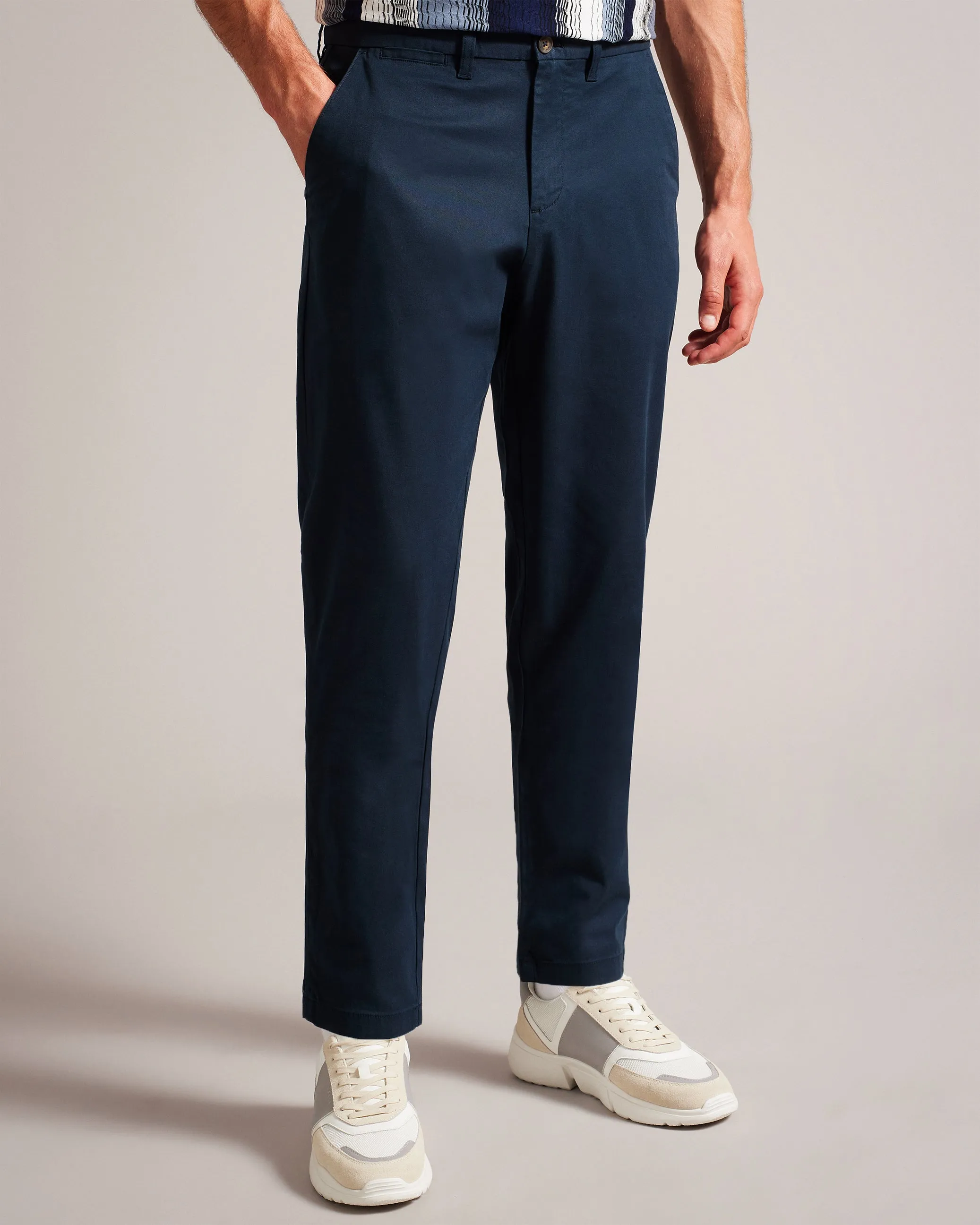 Haybrn Regular Fit Textured Chino Trouser Navy