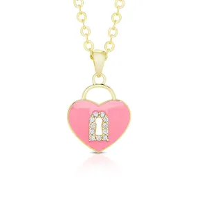 Heart Lock Pendant with CZ