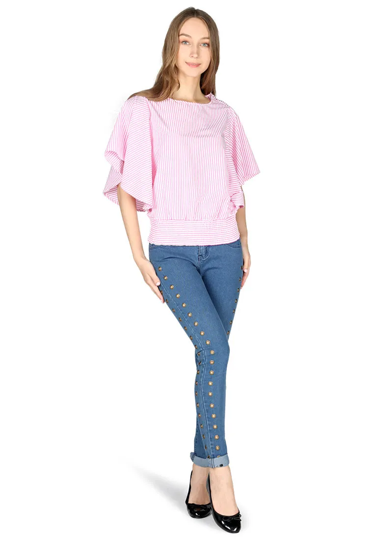 high neck batwing top