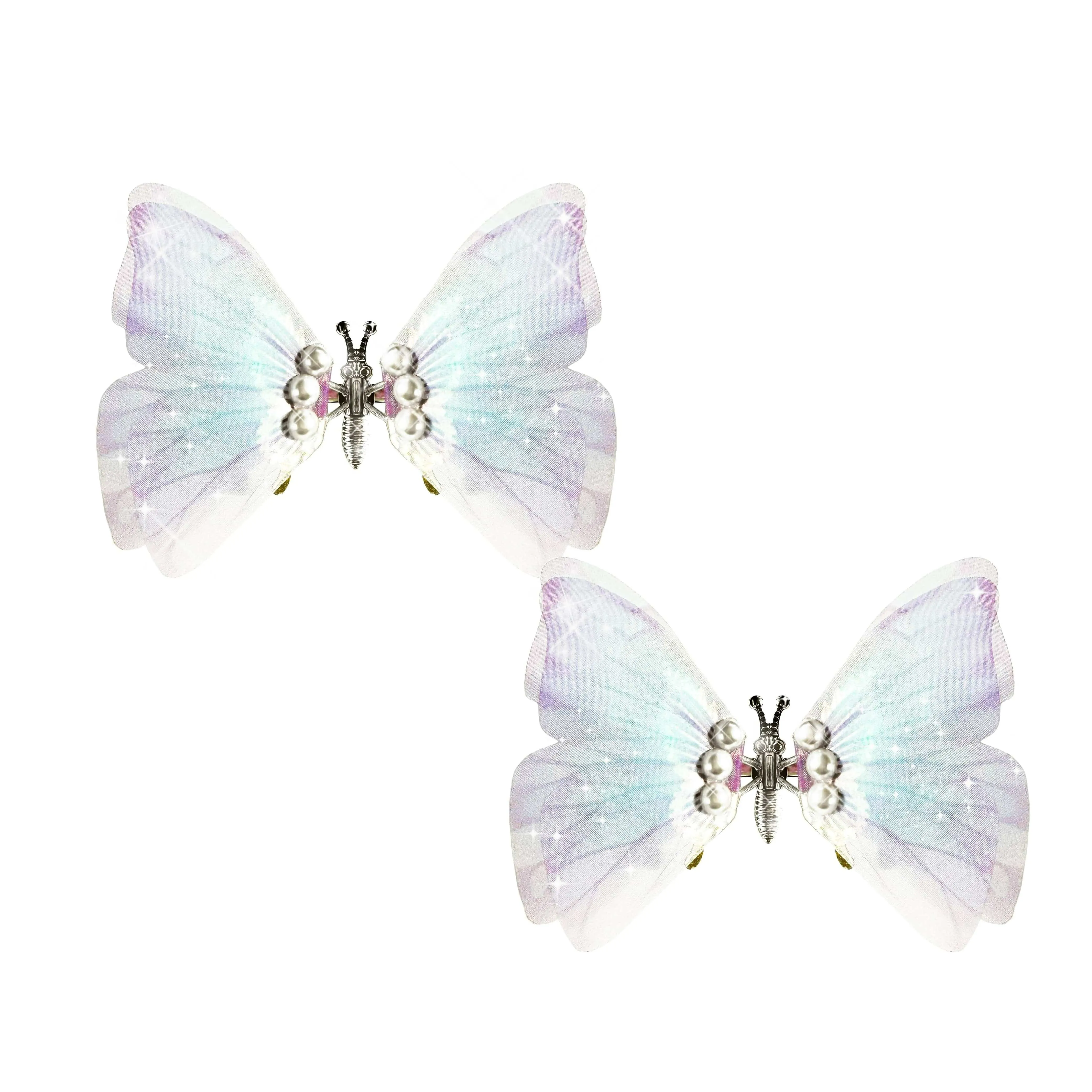 Icy Blue Large Butterfly Hair Clip 2 Pack