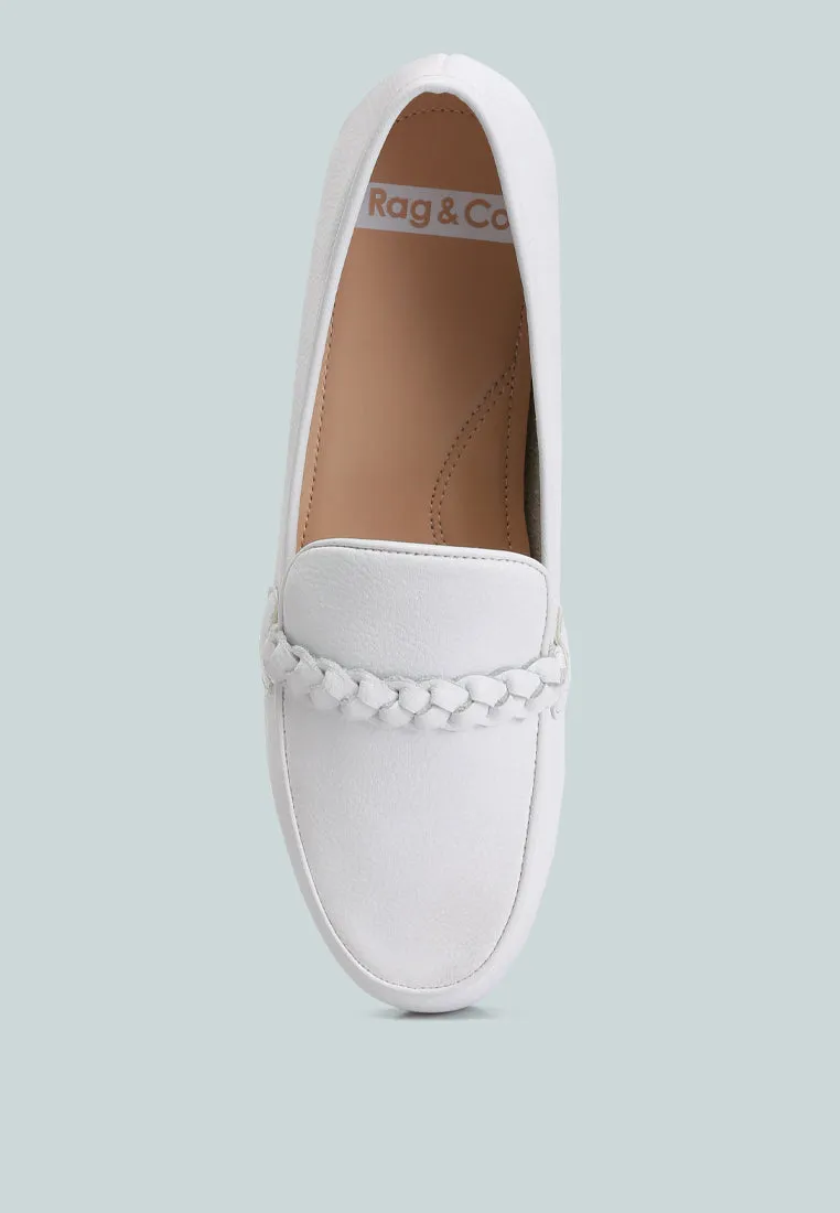 Kita Braided Strap Detail Loafers In Nude