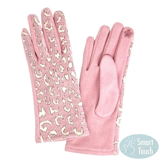 Lurex Leopard Pattern Touch Gloves