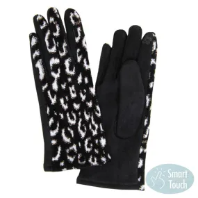 Lurex Leopard Pattern Touch Gloves