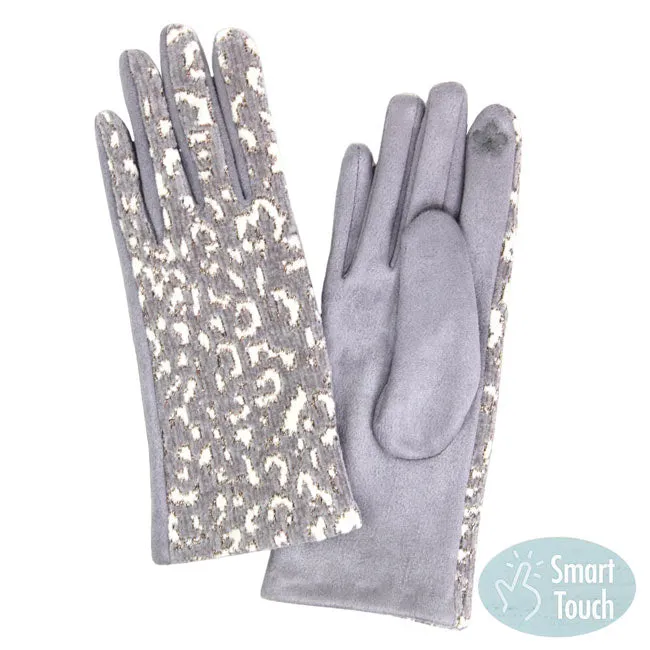 Lurex Leopard Pattern Touch Gloves