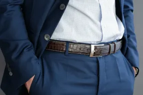 Made-To-Measure Handmade Belt In Warm Umber Crocodile Leather