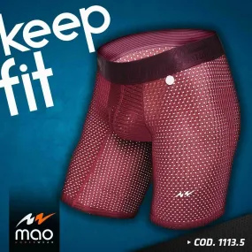 MAO Sport Compression Boxer Short Mid-Cut Underwear Burgundy 1113.5 15