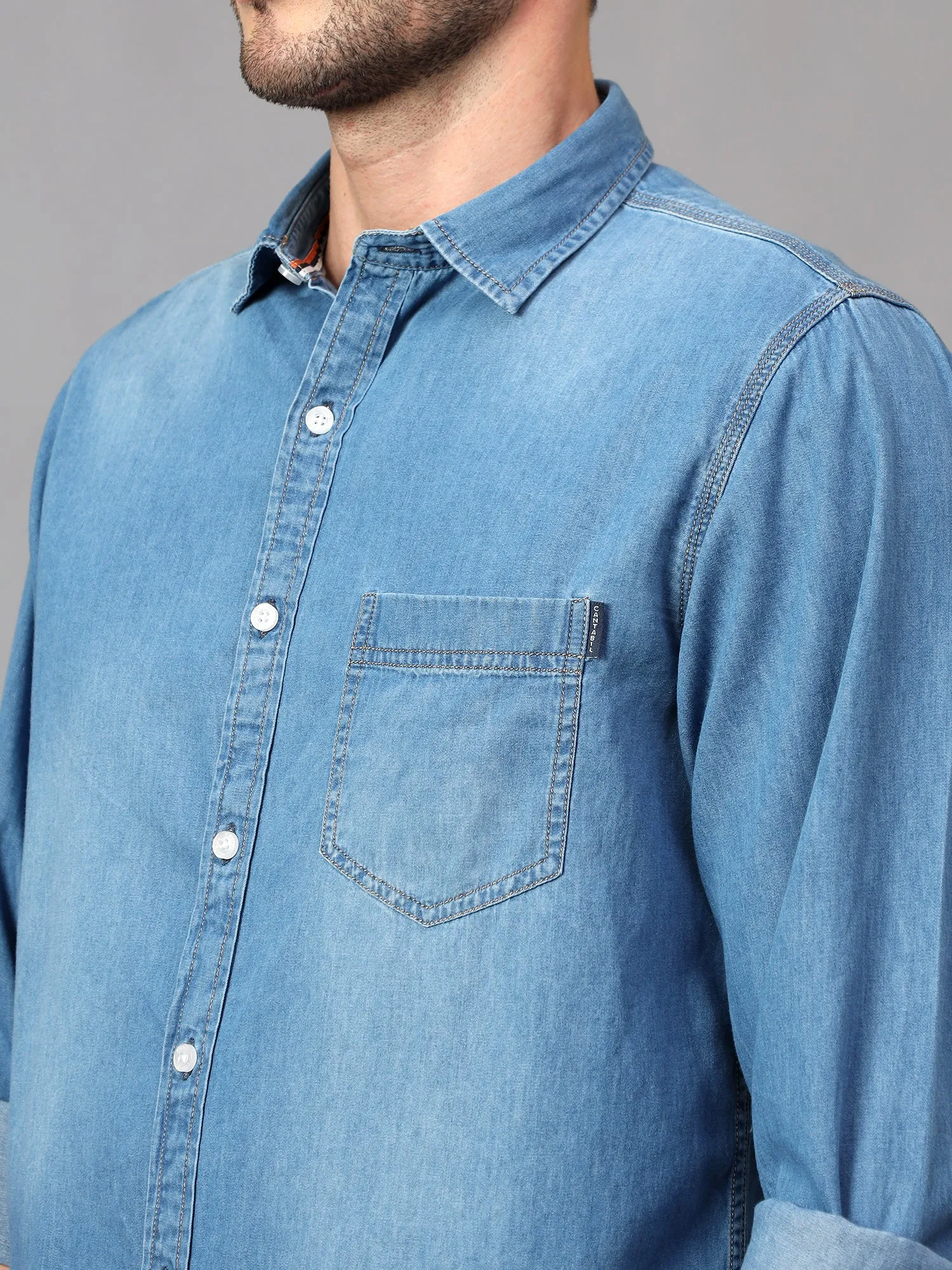 Men's Blue  Casual Denim Full Sleeve Shirt