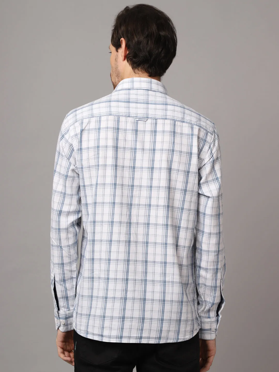 Men's Blue Casual Medium Checks Full Sleeve Shirt