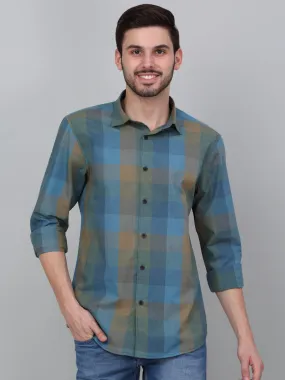 Men's Green Checkered Full Sleeve Casual Shirt