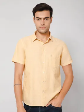 Men's Mustard Casual Plain Half Sleeve Shirt