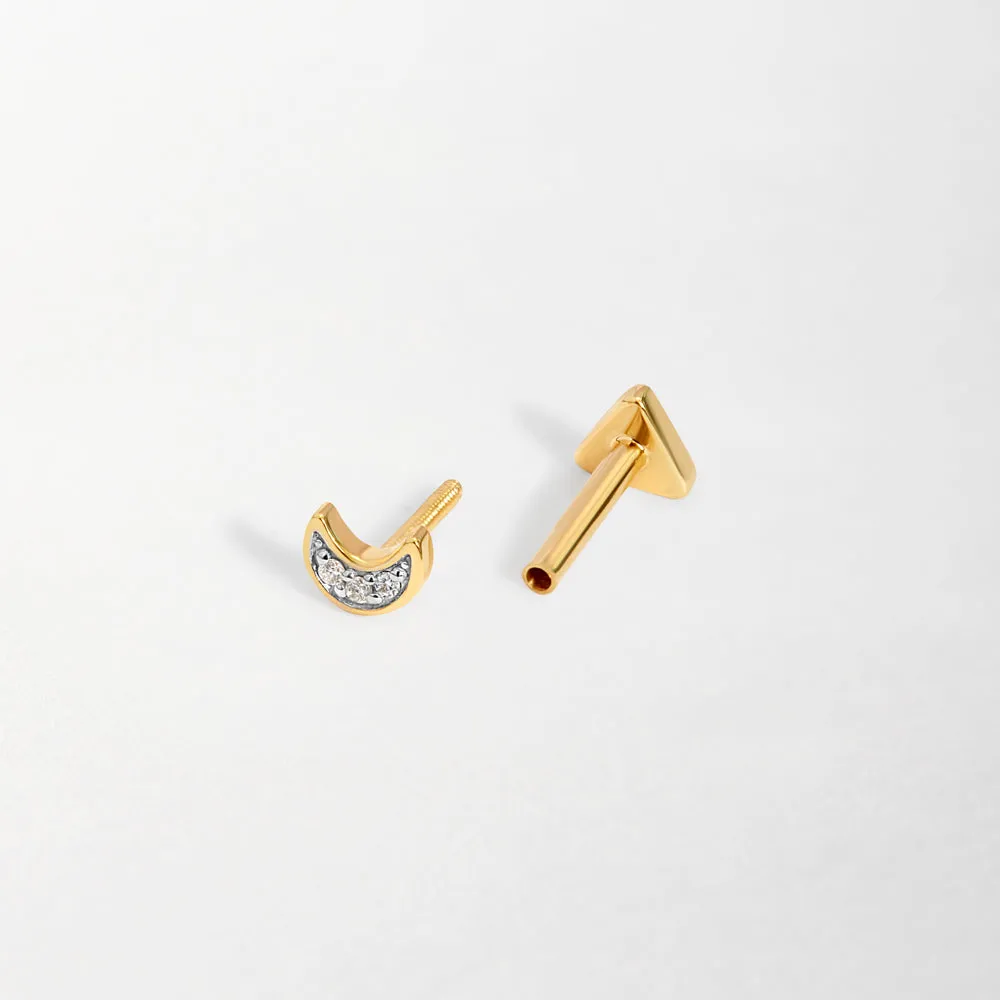 Moon Diamond Piercing Earring